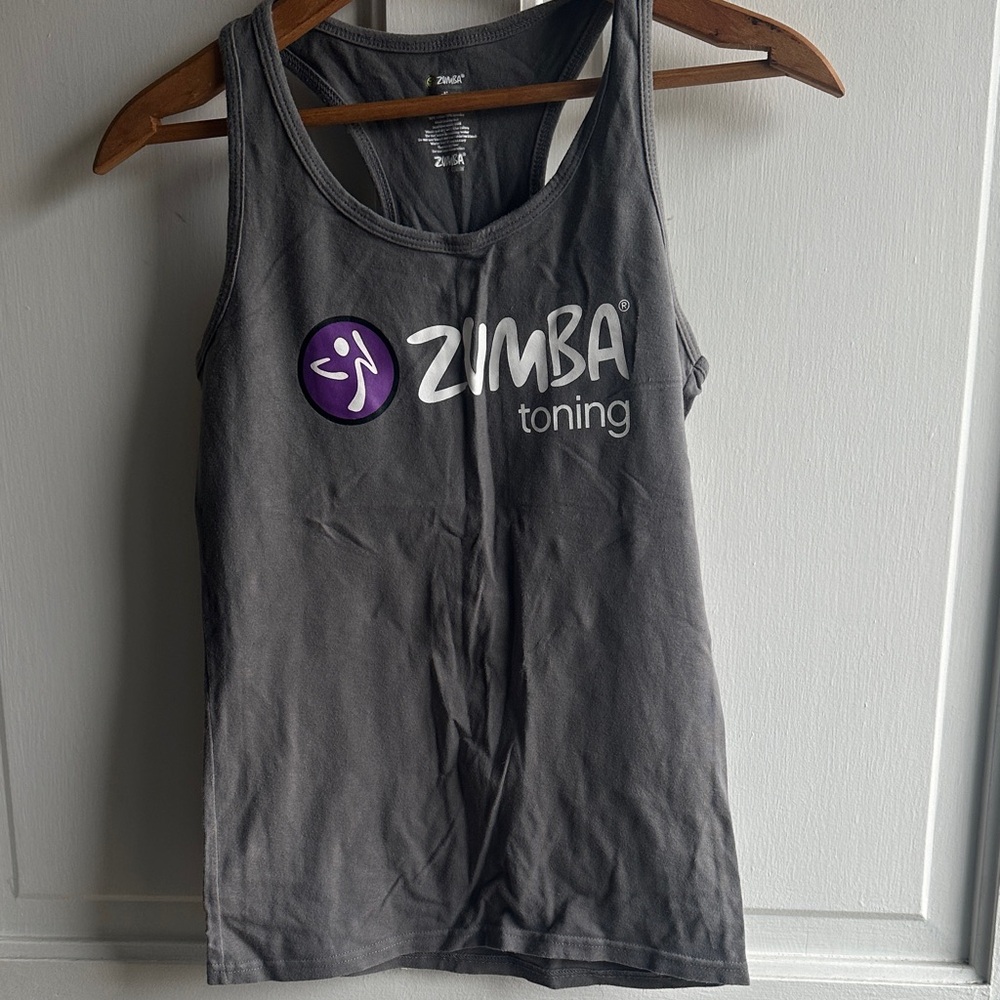 Zumba Fitness Charcoal Tank Top with Purple Logo